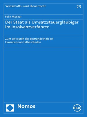 cover image of Der Staat als Umsatzsteuergläubiger im Insolvenzverfahren